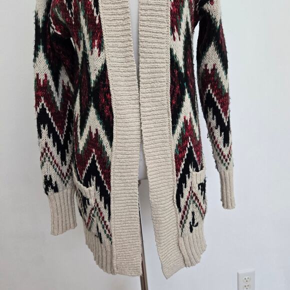 Vintage Y2K Mossimo Tribal Cardigan Grandpa Open Longline Cozy Women Medium - Picture 5 of 13